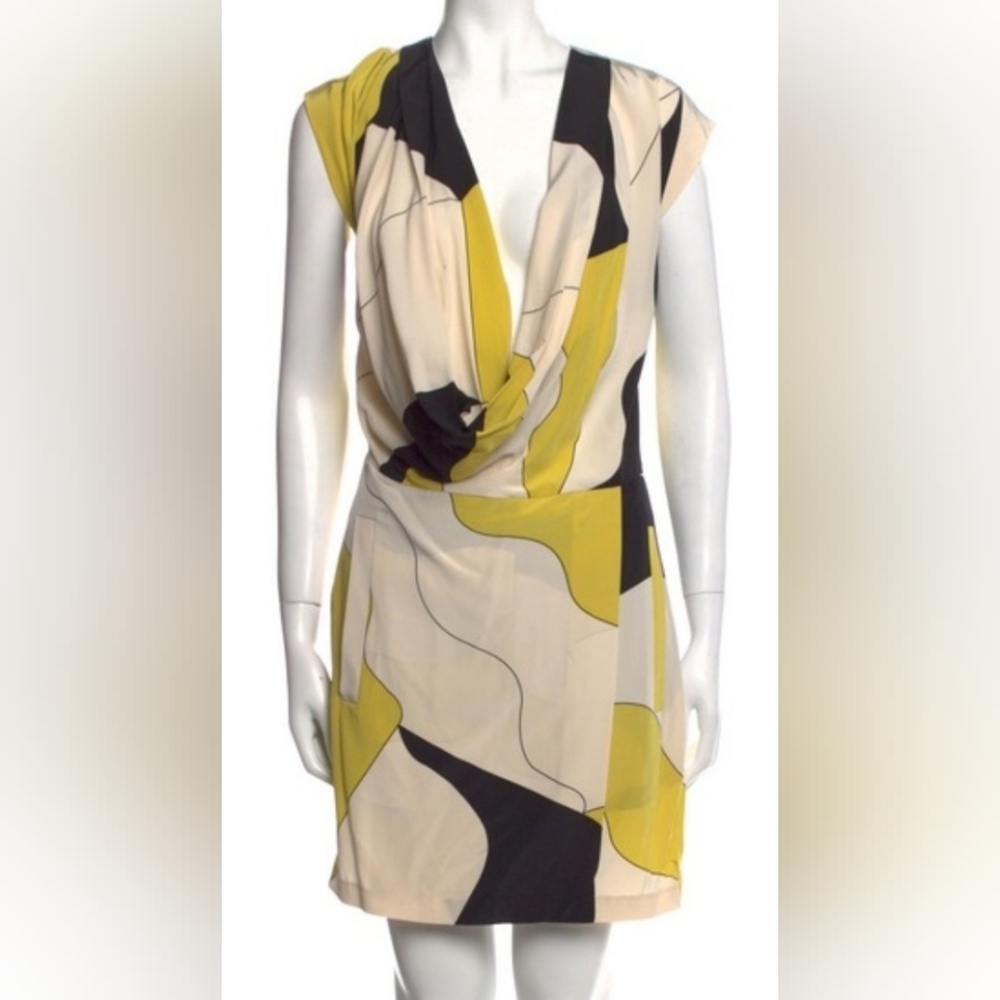 Diane von Furstenbeeg Abstract Print Draped Wrap Silk Dress Size 6 - Picture 4 of 12
